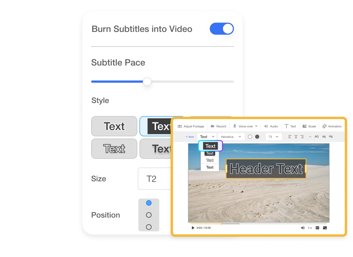 AI Video Editor with automatic subtitle creation, providing accurate and accessible subtitles for video content.